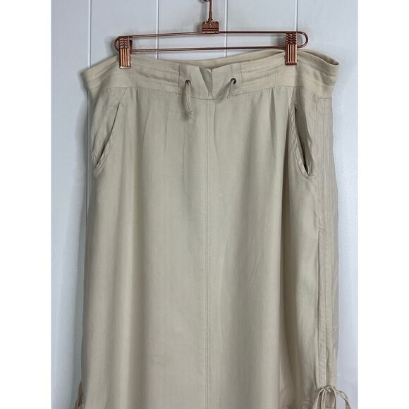 Da Nang Surplus 100% Silk Midi Length Cargo Drawsting Skirt in Cream Size Large - Picture 2 of 9